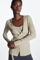 Cardigan com mistura de lã etérea para mulheres, tingido de gravata, casual, novo estilo, 2024