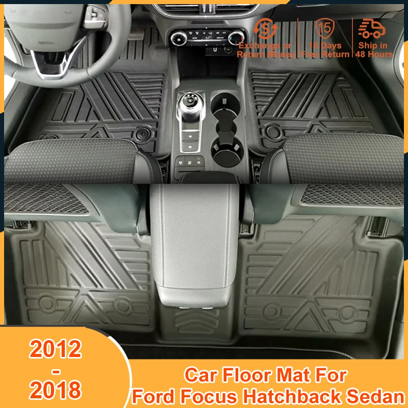 2012-2018 Floor Mats for Ford Focus Hatchback Sedan Saloon 2012 2013 2014 2015 2016 2017 2018 Accessories Waterproof Foot Pads