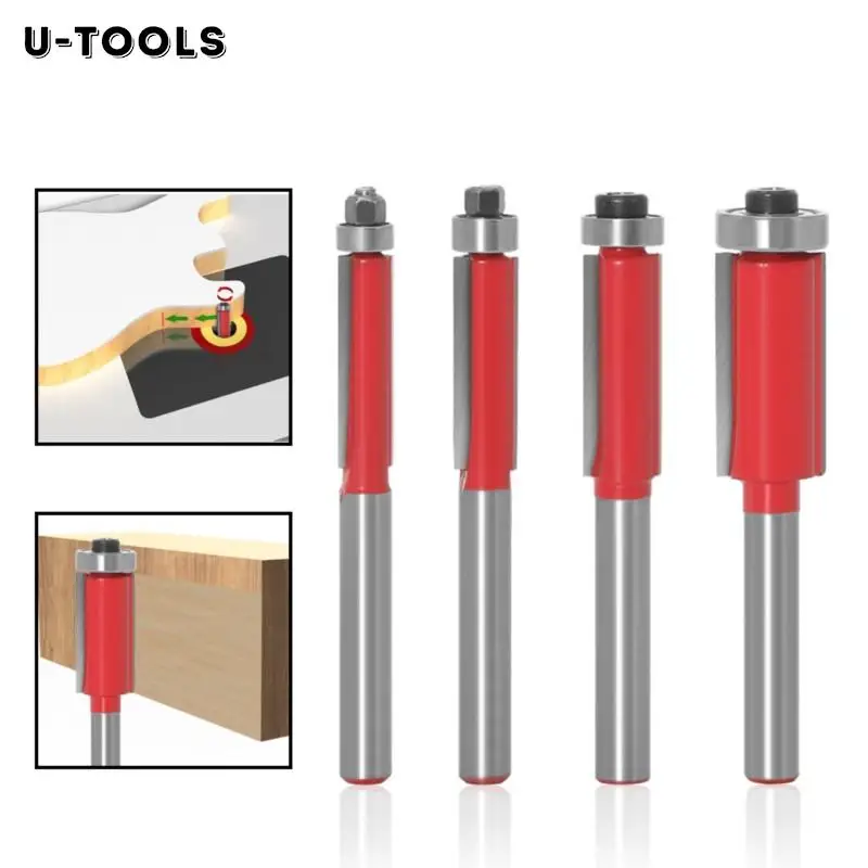 

U-TOOLS CNC Router Bits 6mm 1/4 Shank Flush Trim Router Bits End Mill for Woodworking Tools Wood Trimming Cutters