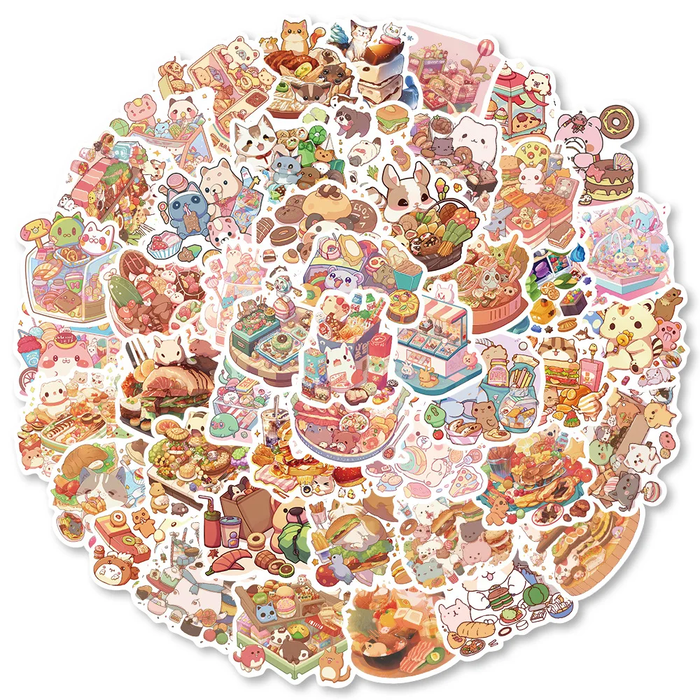 10/30/50PCS Cartoon Food Stickers Series Creative Tea Room Graffiti Laptop Luggage Helmet iPad Refrigerator Decoration Wholesale