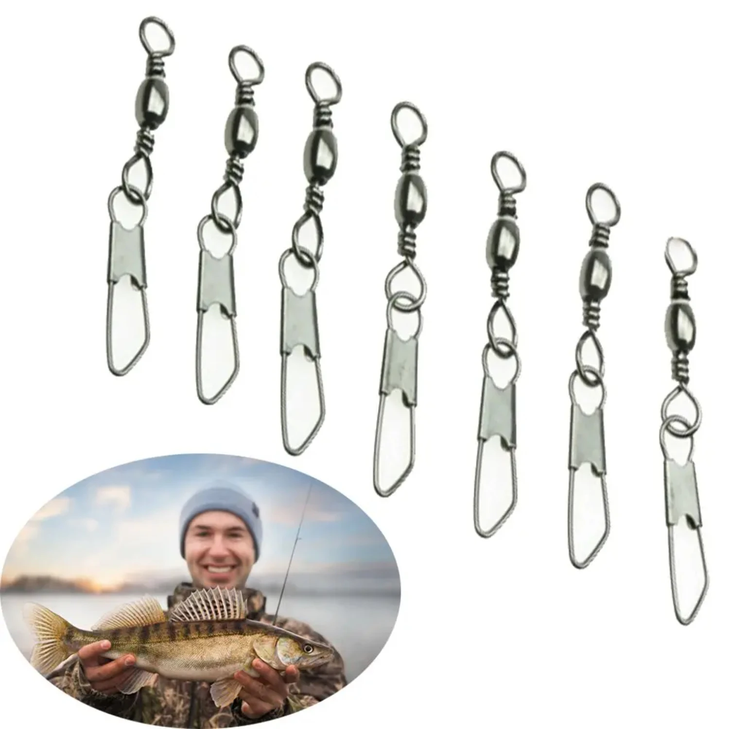 Elevate Fishing Experience: Premium 50Pcs Solid Interlock Snap Swivel Rings - Top-Tier Lure Line Connector Accessories