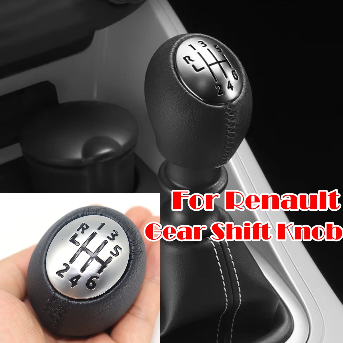 

6 Speed Lever Gear Shift Knob Leather Manual Gearstick For Renault Megane 3 Clio Laguna Nissan Interstar Vauxhall Vivaro Movano
