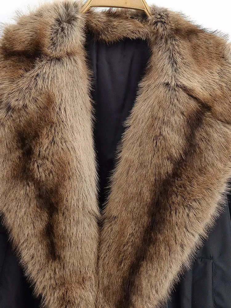 المرأة الجديدة الصلبة المرقعة فو الفراء بطانة فضفاضة معطف الشتاء المرأة الشارع ارتداء سترات غير رسمية الإناث سترة الموضة #4