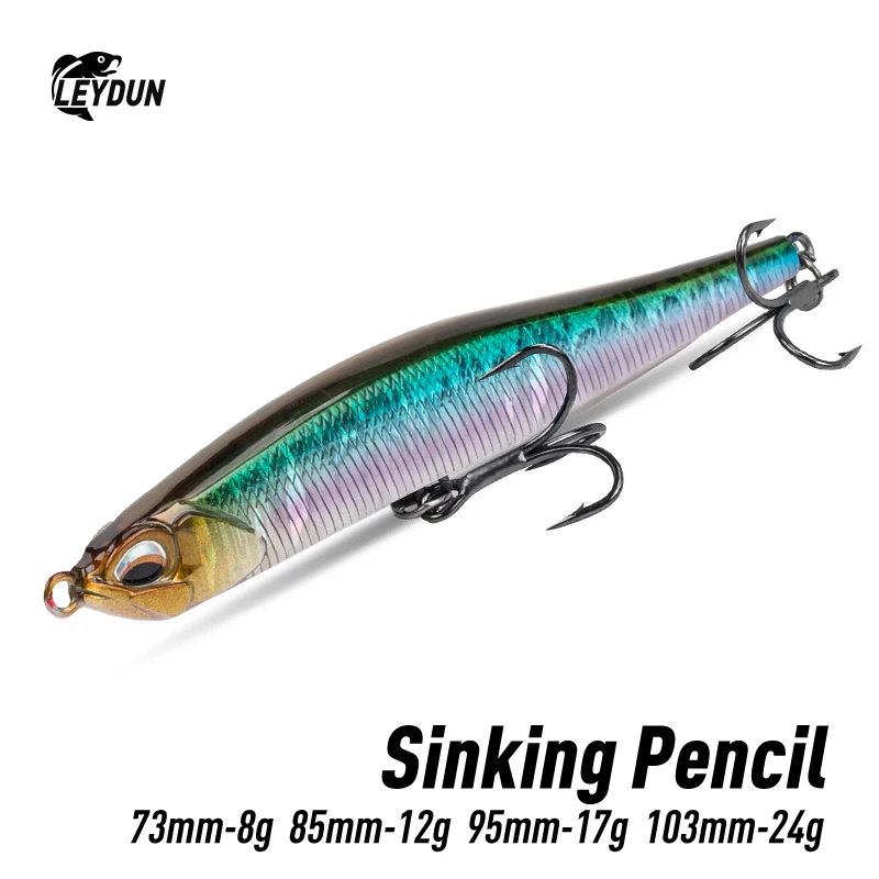 LEYDUN Hot Pencil Fishing Lures Sinking Hard Baits 73mm 85mm 95mm 103mm High Quality Artificial Wobblers Sea Bass Fishing Bait