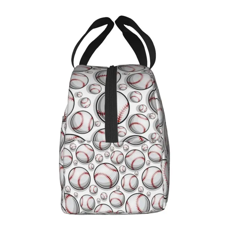 Custom Baseball Softball Ball Pattern Lunch Box Leakproof Thermal Cooler Food Insulated Lunch Bag Reusable Picnic Tote Bags