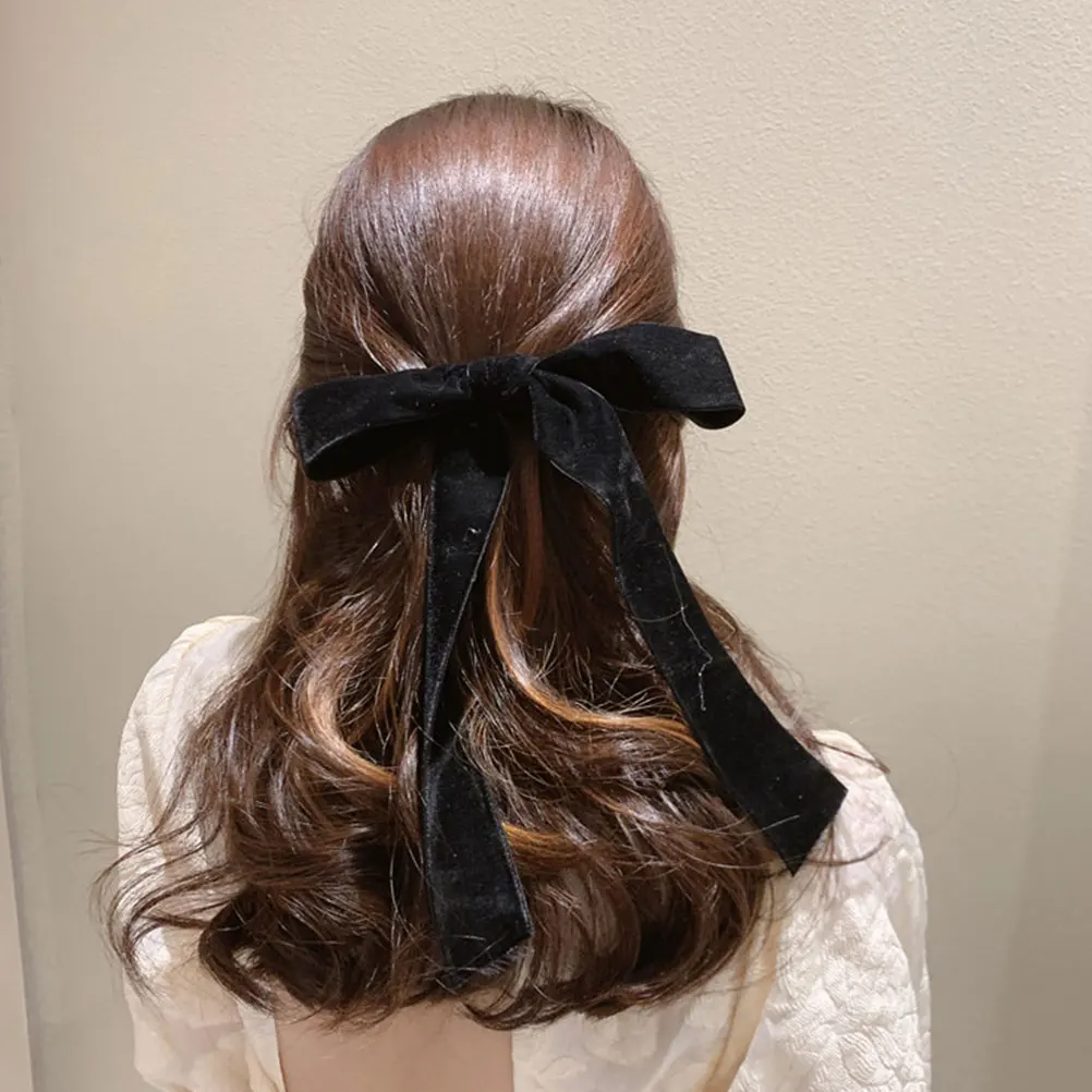 

Velvet Hair Bow Tie Headband Accessories for Girls Cute Curly Big Bowknot Hairpin