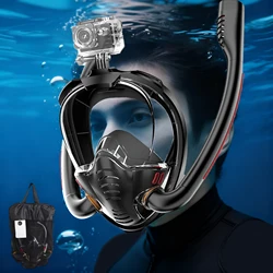 Snorkeling Mask Double Tube Silicone Full Dry Diving Mask Adult Swim Mask Diving Goggles Indoor Self Contained Underwater Breath