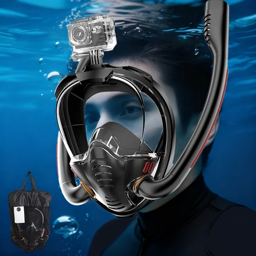 Máscara de snorkel profesional Máscara de buceo antivaho para adultos Certificación de seguridad 180 °   Equipo oceánico panorámico y a prueba de fugas con doble tubo
