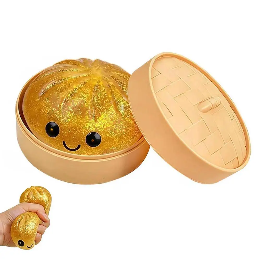 Simulations-Flash-Dumpling-Druckball, langsam rückfedernd, weicher Quetschball zur Dekompression, Squishy Stressabbau-Bälle mit Dampfgarer