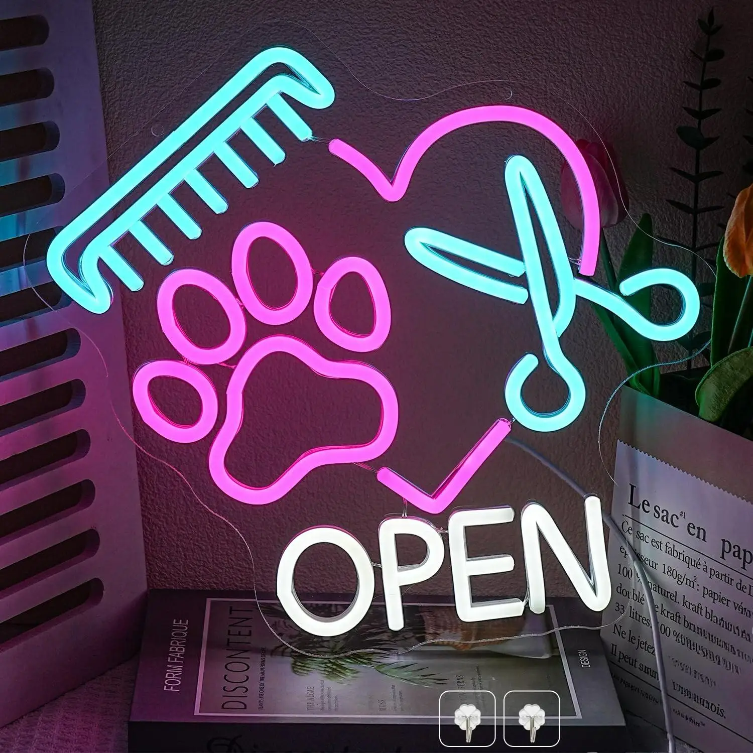 

Pet Shop Open Neon Sign Paw LED Light for Pet Grooming Salon Pet Shop Pet Hospital Pet Salon Store Wall Art Decor Neon Billboard