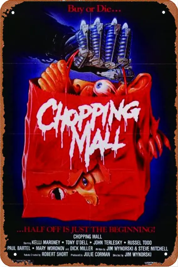 Chopping Mall movie poster Vintage Metal Tin Sign for Men Women,Wall Decor for Bars,Restaurants,Home,Cafes Pubs,12x8 Inch