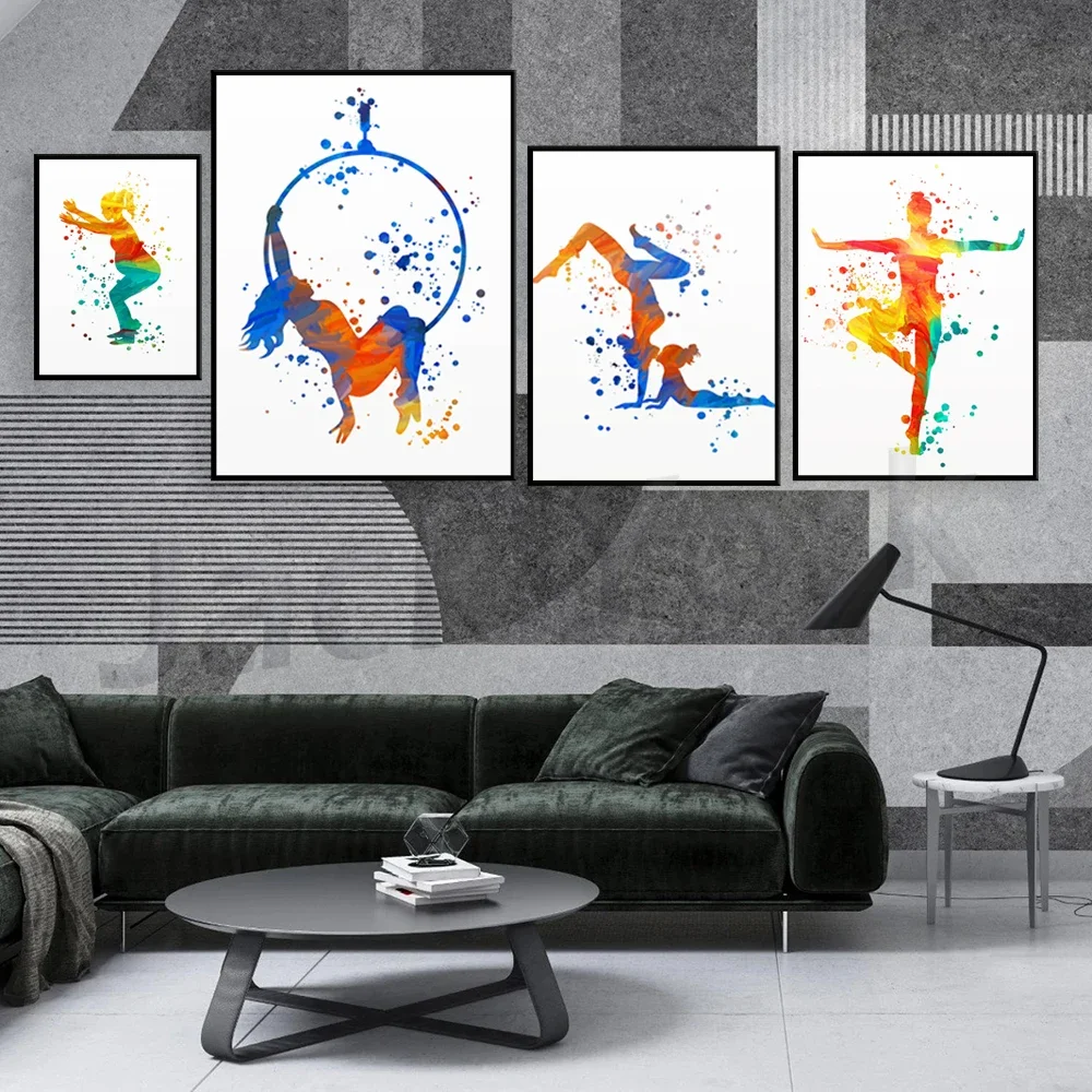 Aerial yoga girl print, Yoga silks art, Aerial yoga gift, Yoga studio decor, Aerial acrobatics, Aerial yoga hammock art