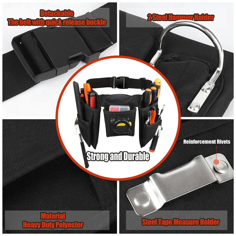 

A17R-Heavy Duty Tool Belt For Men And Women, Woodworking Tool Belt With Quick Release Buckle, Adjustable Utility Frame Belt