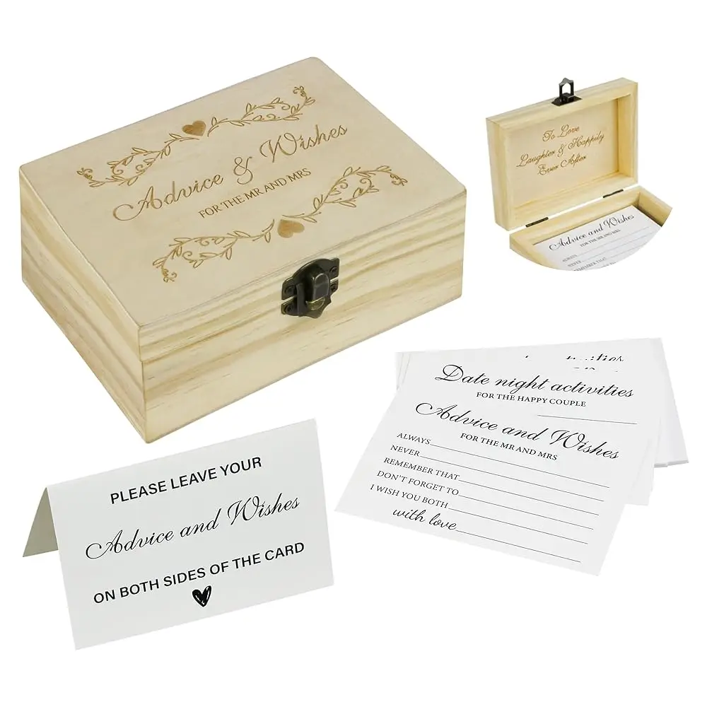 Advice And Wishes For The Mr And Mrs - 50 pcs wedding advice cards box for Bridal Shower, Wedding decorations, Date Night Act