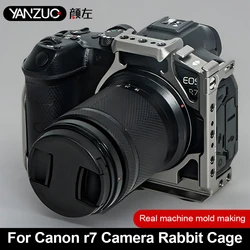 YANZUO Camera Rabbit Cage For Canon R7 Metal Protection Frame 2 Points Fixed Quick Release Bracket R7 Expansion Cage Stabilizer