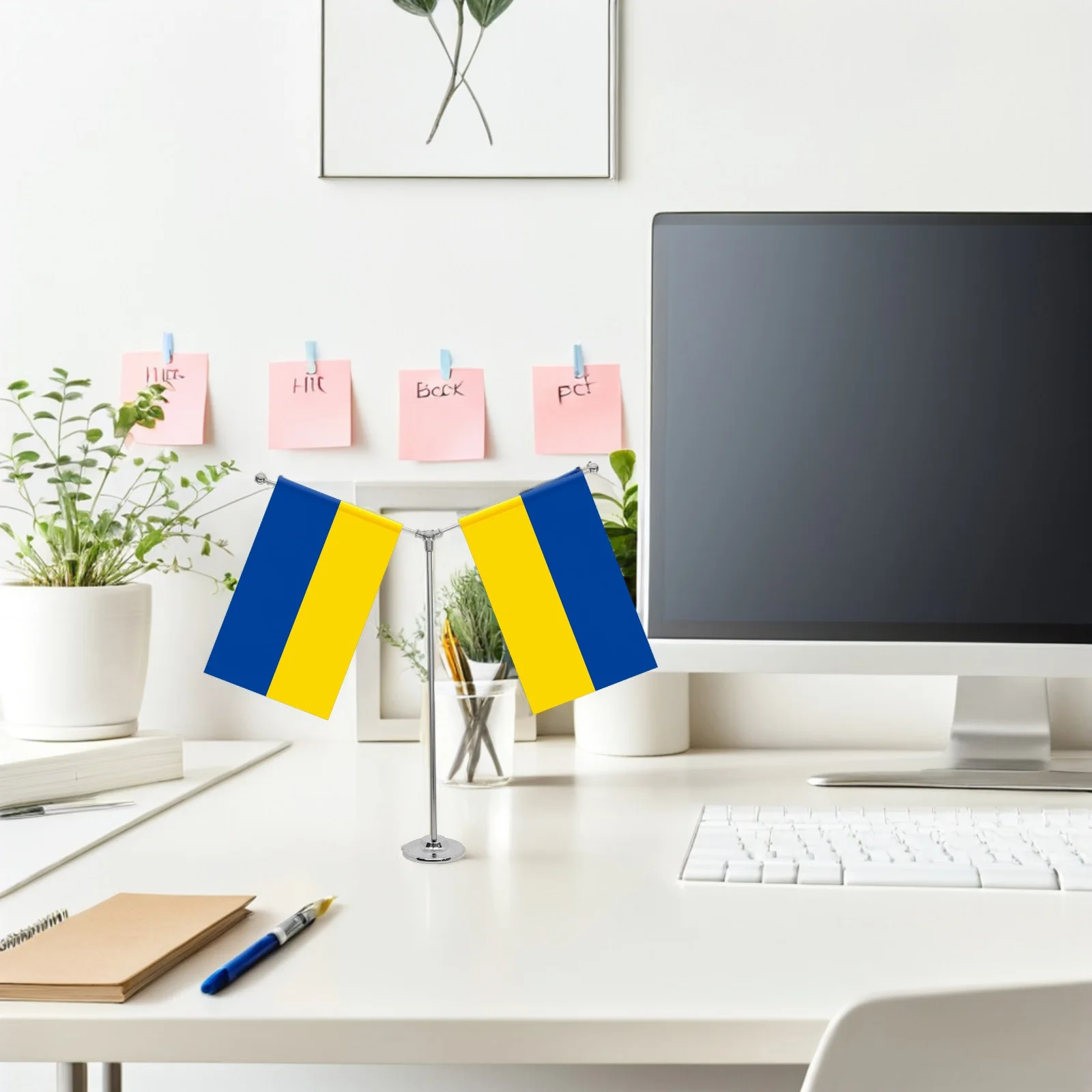 

Metal Flag Pole Holder Office Desk Durable Stable Flag Stand Base Mini Tabletop Display Metal Pole Support Base