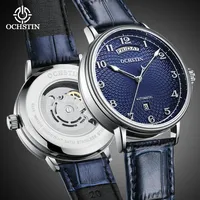 OCHSTIN Auto Date Man Wristwatch Automatic Mechanical Male Clock Top Brand Luxury Sport Military Genuine Leather Men Watch 6141