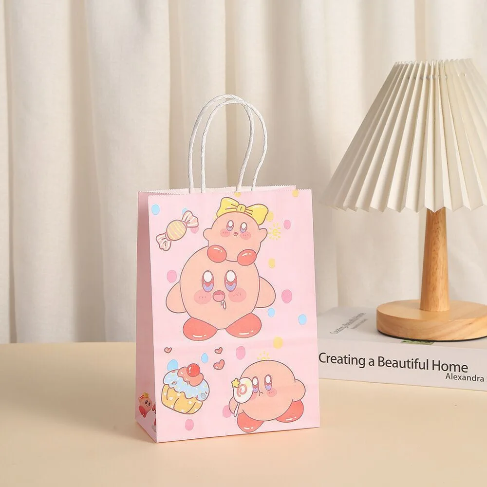 12Pcs/Set Kirby Party Supplies Gift Bag flat pocket Children Cartoon Theme Happy Birthday Candy Bag Toys Supplies