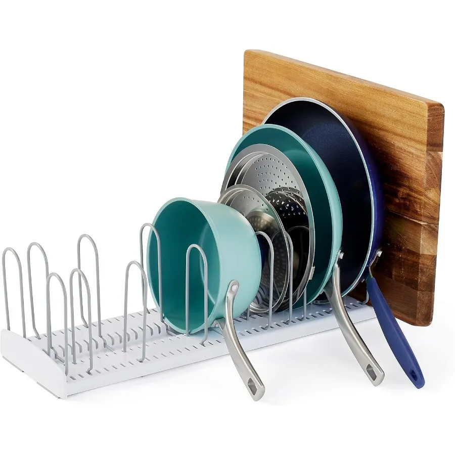 

StoreMore Expandable Pan and Lid Rack Adjustable Pot Lids and Pans Organizer for Kitchen Storage 12.522 Wide