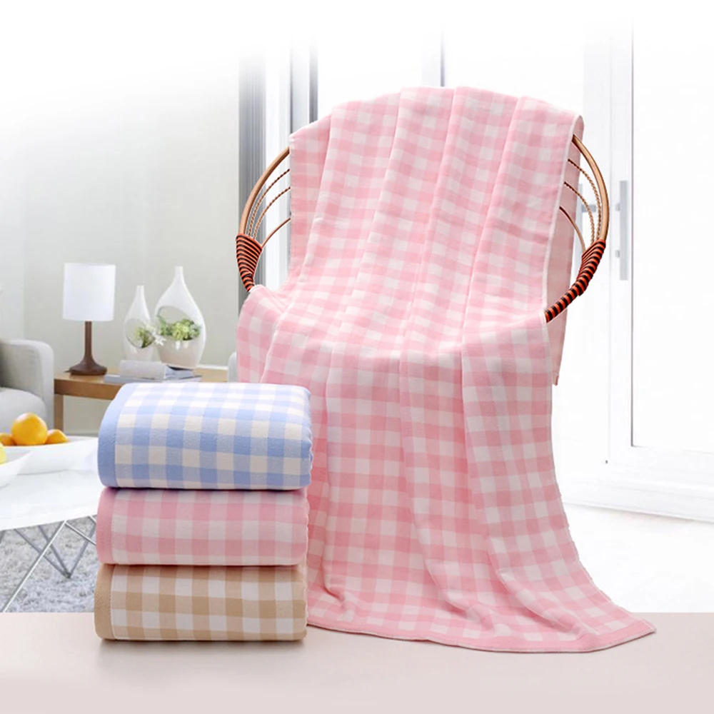 Plaid Bath Towel For Kids Family Checker Light Weight Quick To Dry Super Absorbent Perfect Bathroom Towels