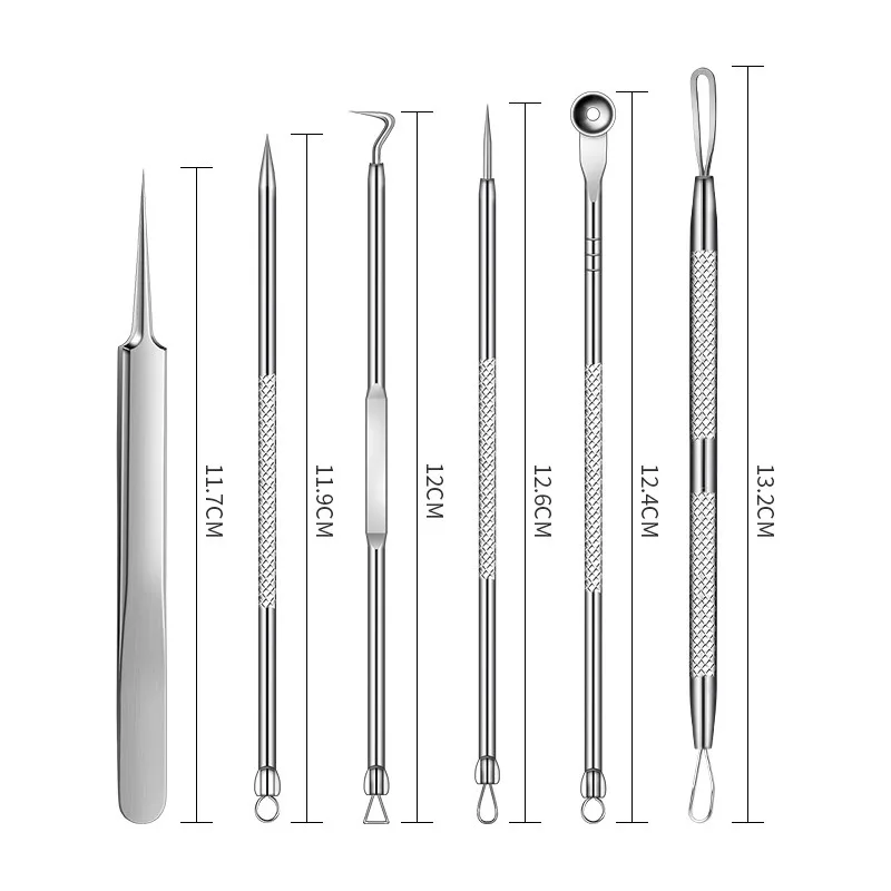 4/6Pcs/Set Acne Removal Needle Stainless Steel Clip Blackhead Removal Tool Blemishes Extractor Facial Skin Care Pore Clean Tools