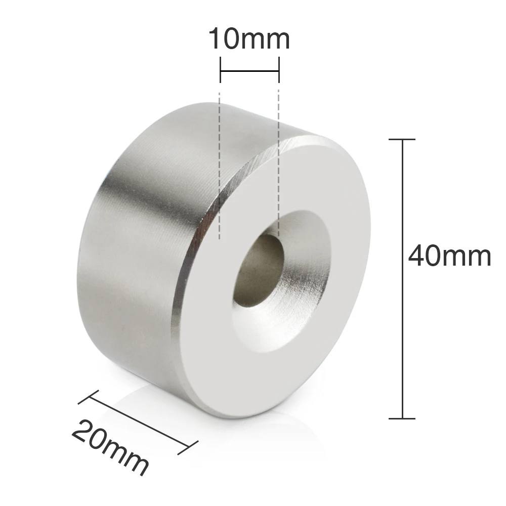 Rare Earth Neodymium Magnet 40x20-10mm Super Strong Round Magnet with hole 10mm Permanent magnetic Craft Art Connection