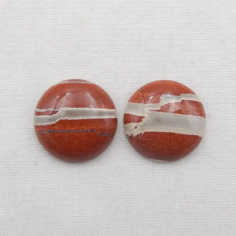 

Natural Gemstone Red River Jasper Cabochon Pair 20x5mm 6.8g Semiprecious Fine Jewelry Women Earrings Accessories