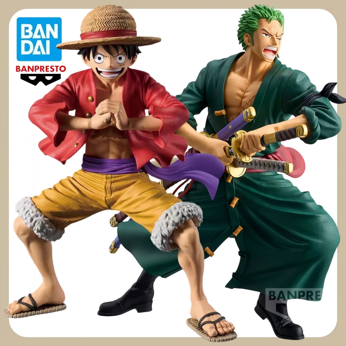 

100% Bandai Official Genuine Banpresto Grandista ONE PIECE Monkey D Luffy Roronoa Zoro Action Figures 22cm Anime Model Toys