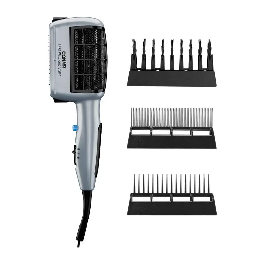 

3in1 Styling Hair Dryer, 1875W Blow Dryer with 3 Styling Attachments to Detangle, Straighten, and Volumize, Ionic Technology, Du