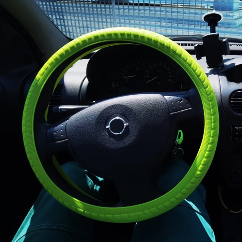 

Universal DIY Skidproof Tires Texture Soft Multi Color Silicone Steering Wheel Glove Car Steering Wheel Cover Auto Accessories