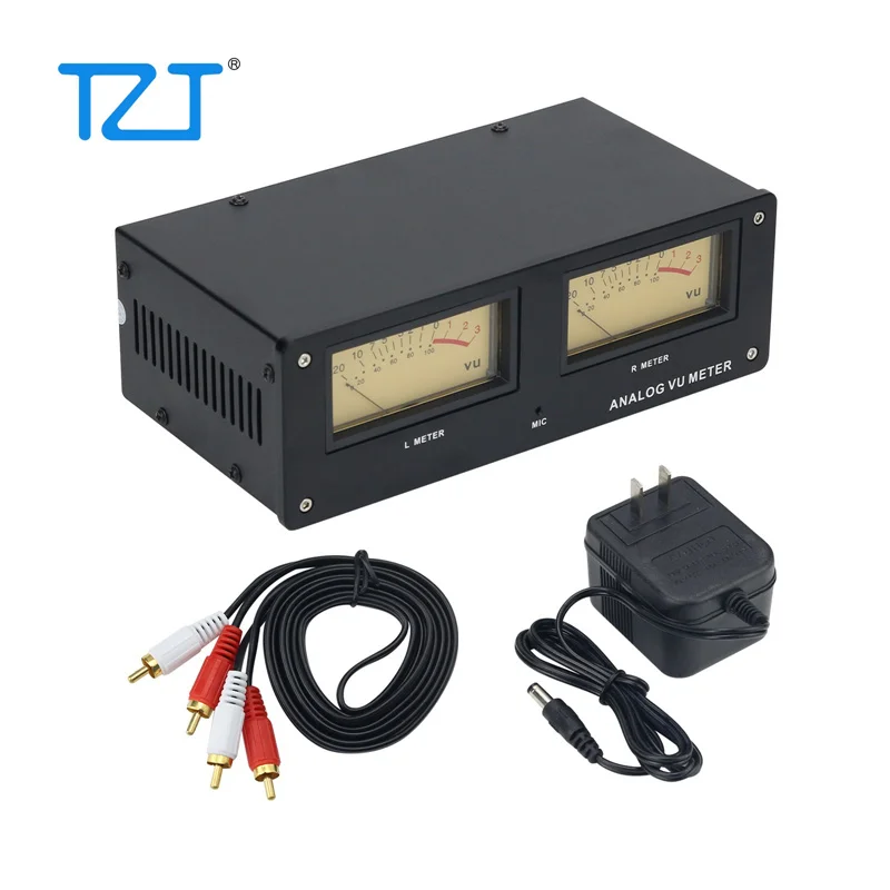 TZT MIC-73 음성 제어 광장 아날로그 VU 미터 와이어 무료 알루미늄 합금 패널 및 LED 따뜻한 백라이트 실버/블랙