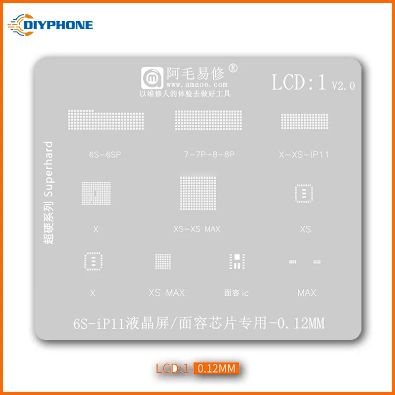 Amaoe Screen IC BGA Reballing Stencil Tin Planting Tools For iPhone 11 12 13 Pro Max Mini 14Pro 15Pro 15 Pro Max LCD IC Repair