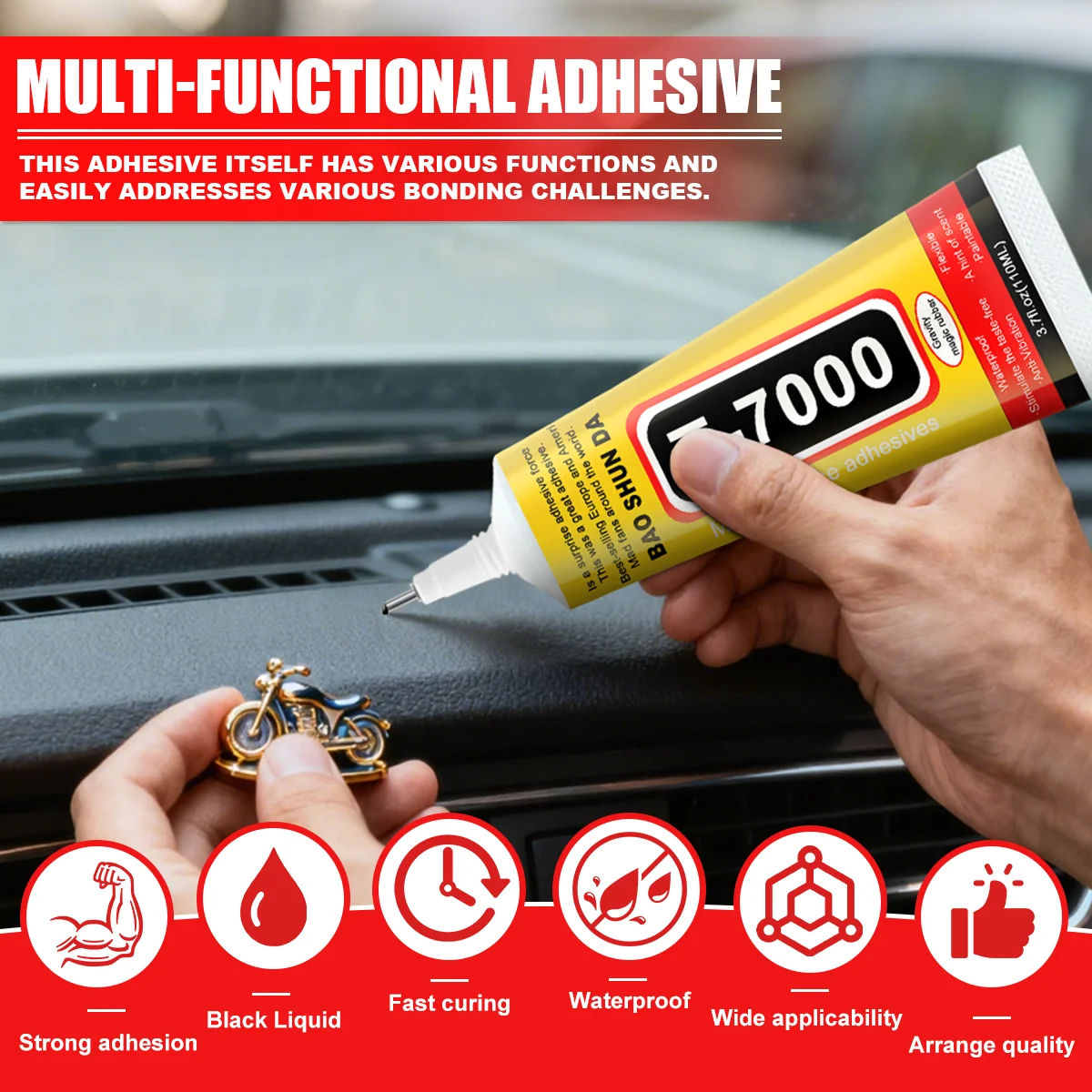 1/2 قطعة 15/25/50/110 مل T7000 غراء إصلاح أسود غراء بلاستيكي زجاجي عالمي DIY، غراء مكونات إلكترونية T-7000 مع غراء دقيق التطبيق، لاصق مطاطي أسود