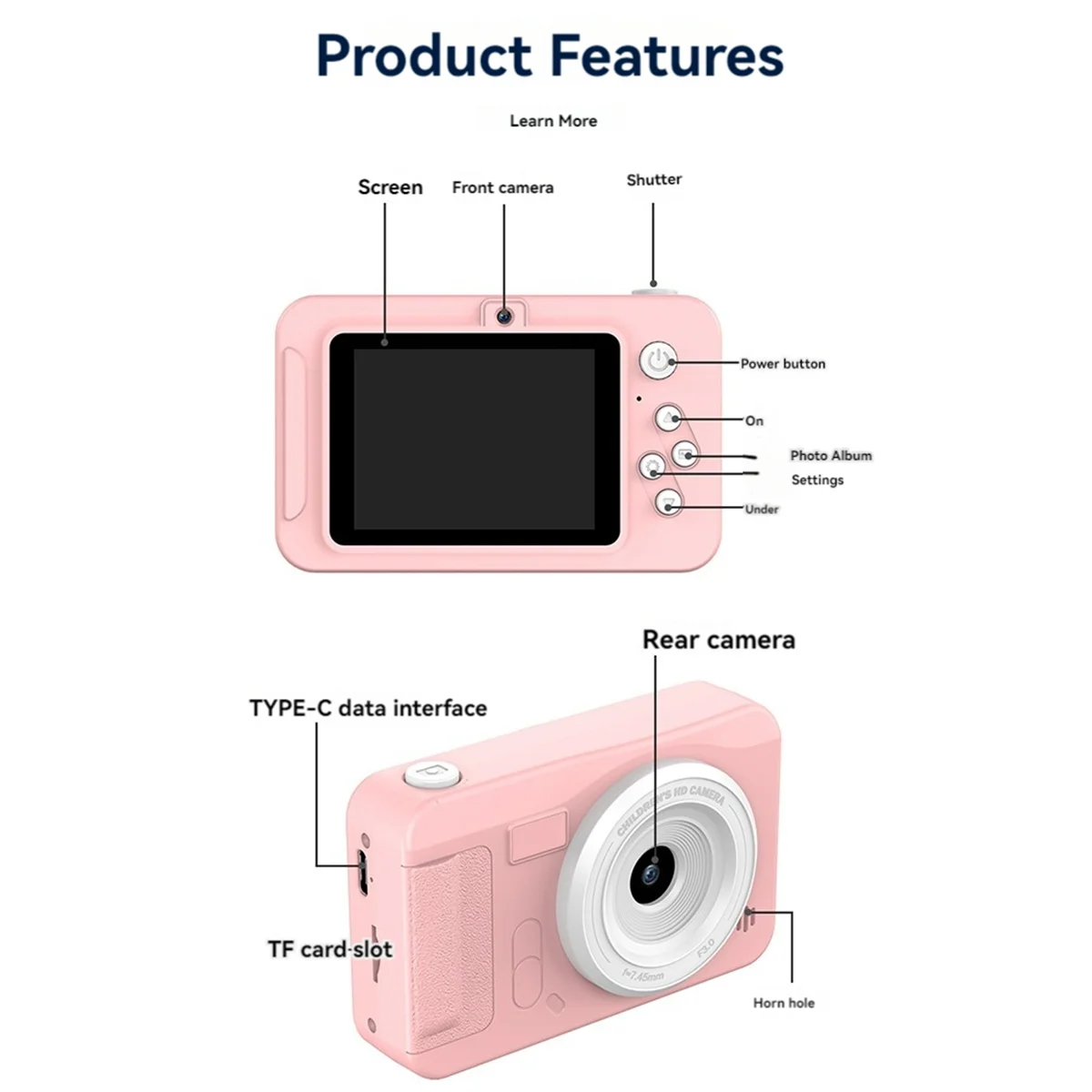 Fotocamera digitale 4K Fotografia ad alta definizione CCD Viaggio Selfie Entry-Level Piccoli studenti Campus Selfie Camera Nero