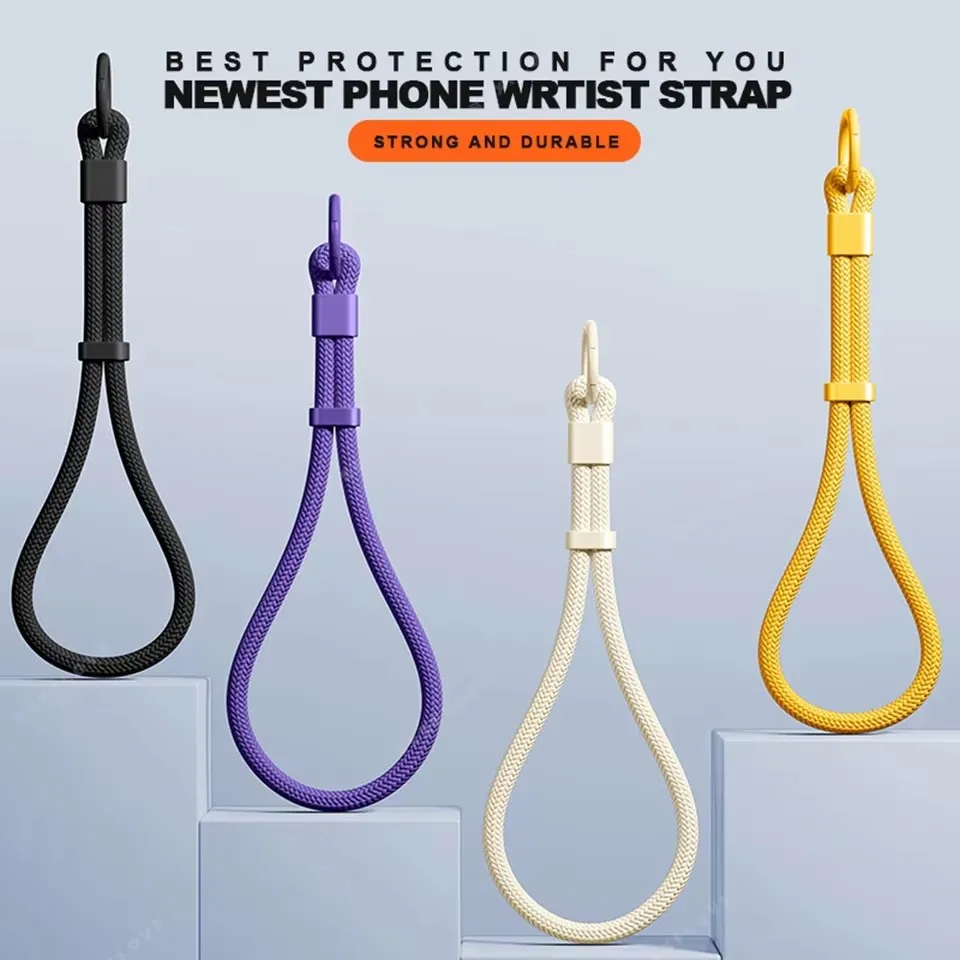 

Подвесная веревка для мобильного телефона, регулируемый ремешок на запястье, короткий вращающийся самоблокирующийся зажим для веревки из полиэстера, тканый браслет с защитой от потери, цепочка