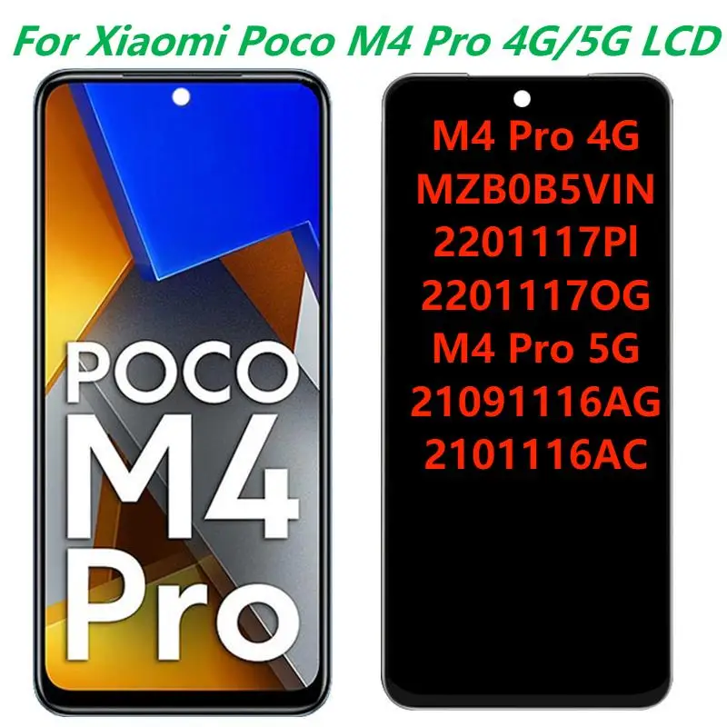 Original For Xiaomi Poco M4 Pro 5G 6.6   LCD Display With Frame POCO M4 Pro 4G 6.43   Touch Screen Display Digitizer Assembly