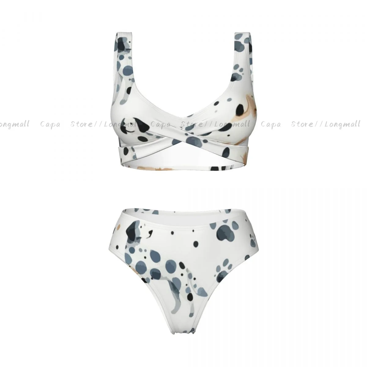 น่ารักสีน้ําสุนัขรูปแบบบิกินี่ผู้หญิงเซ็กซี่แยกชุดว่ายน้ําสองชิ้น Beachwear