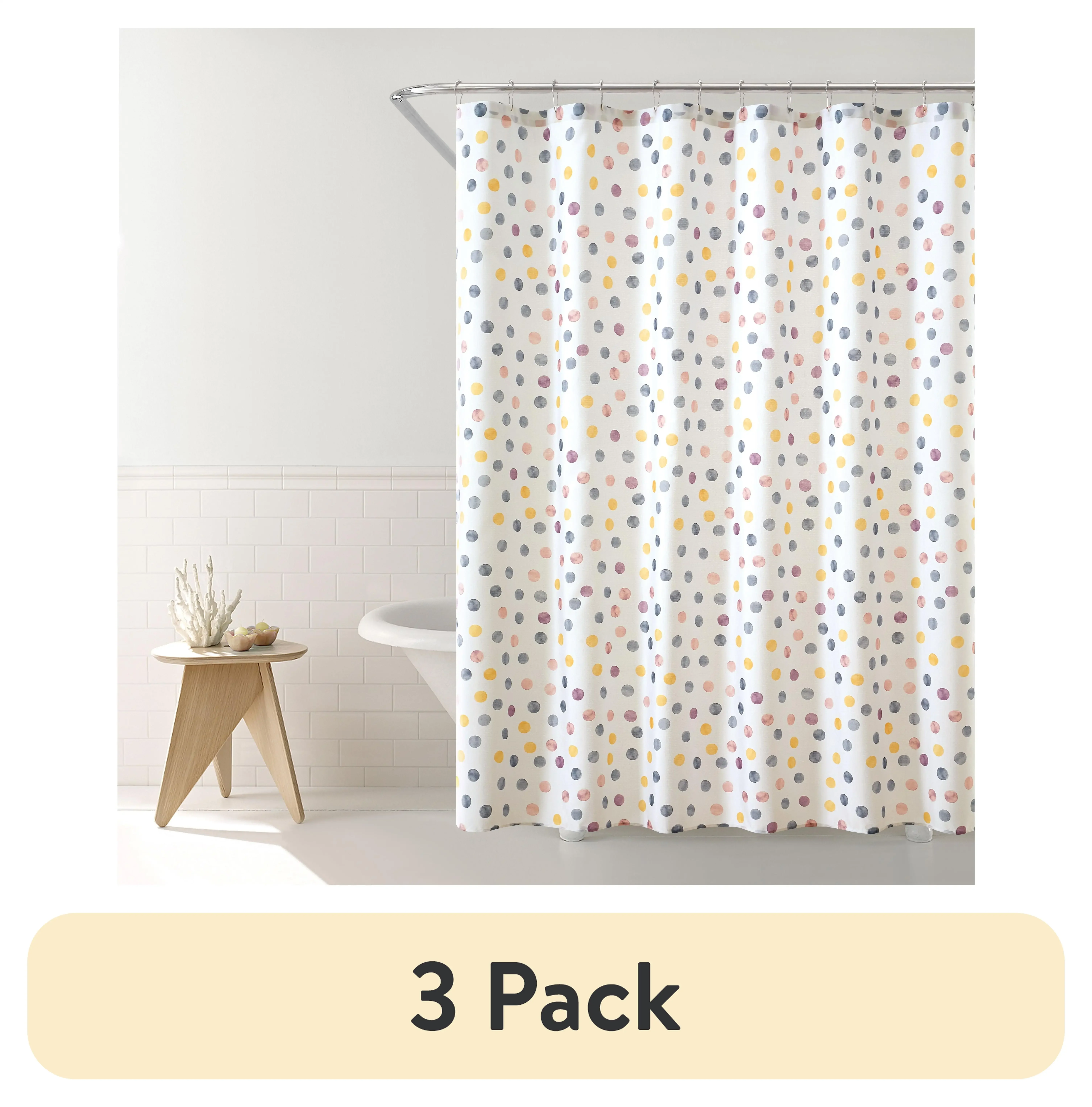 

Watercolor Dots Shower Curtain Set of 3 – 72 Inch by 72 Inch Polyester Fabric