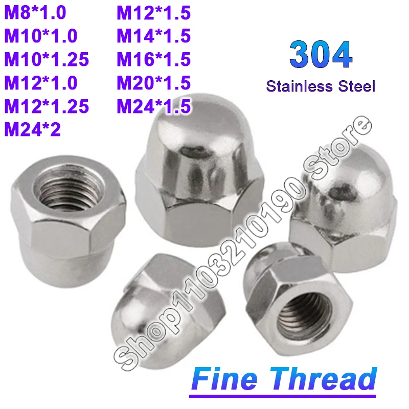 

Acorn Cap Nut Metric Fine Thread M8 M10 M12 M14 M16 M20 M24 304 Stainless Steel Hex Dome Decorative Cover Nut Blind Nuts DIN1587