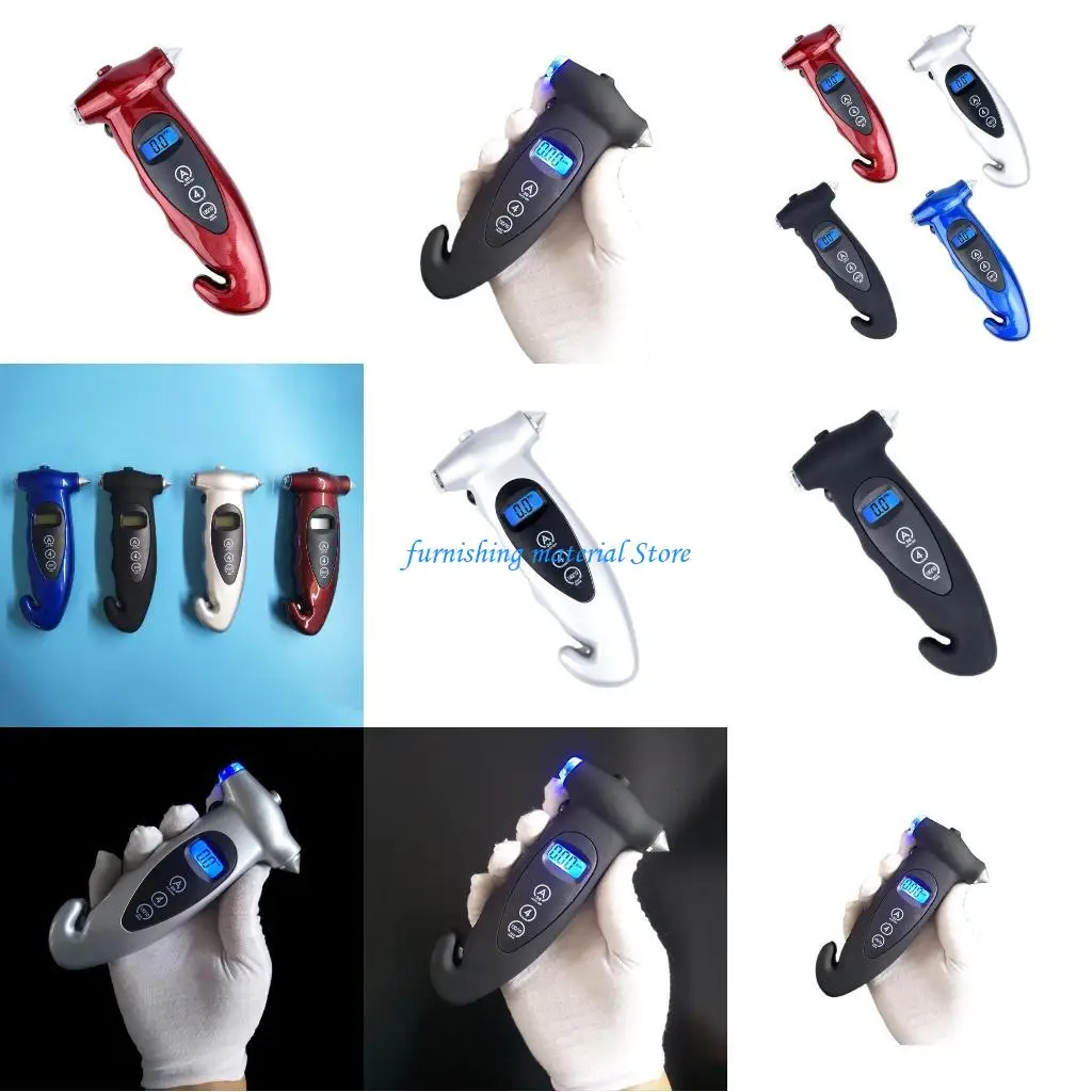 

Y5GD Digital Tire Pressure Gauges 150PSI with 5 in 1 RescueTools of LED Flashlight