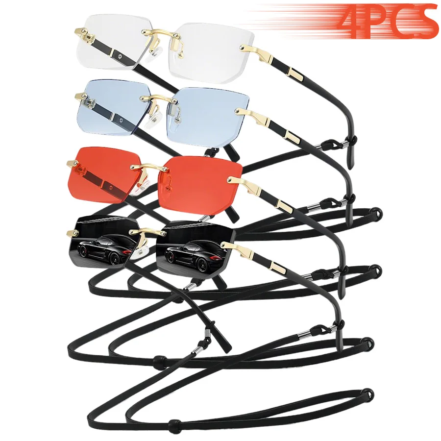 conjunto-de-4-Oculos-de-sol-retangulares-sem-aro-com-corrente-lentes-gradientes-armacao-de-metal-unissex-lentes-coloridas-estilo-empresarial