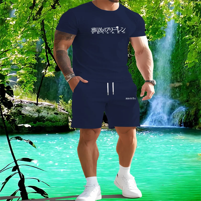 

2025 Summer New Fashionable Men's Outdoor Set, Short Sleeve Shorts 2-piece Set, Comfortable and Breathable Casual Sportswear