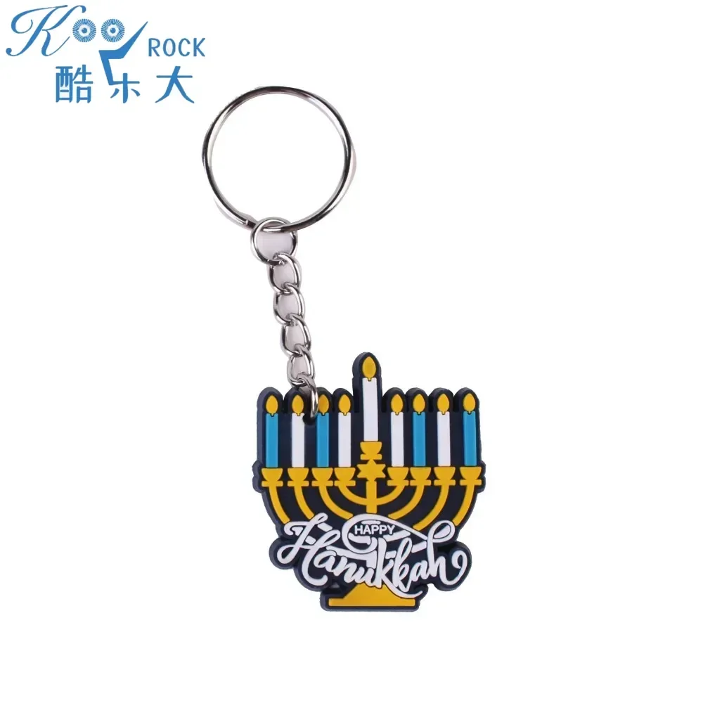 Hanukkah PVC Key Chain with Menorah Pendant, a Special Celebration for Jewish Passover Festival
