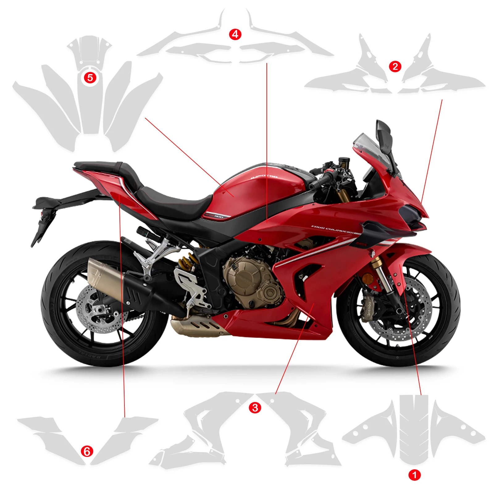 For QJMOTOR SRK 800 RR 2024 TPU Film Protector Complete Paint Fairing PPF Transparent Sticker Full Wrap Paint Protection Kit