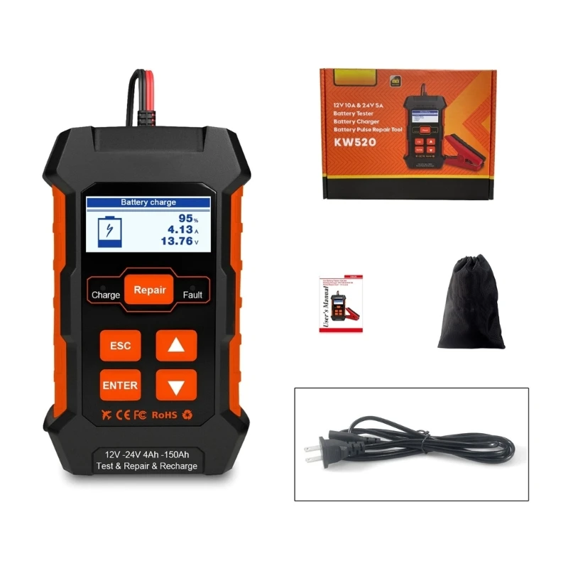 

Car Battery Tester 12V 24V Automobile Wide Test Ranges 100-2000CCA Battery Load Tester Cranking & Charging System Test