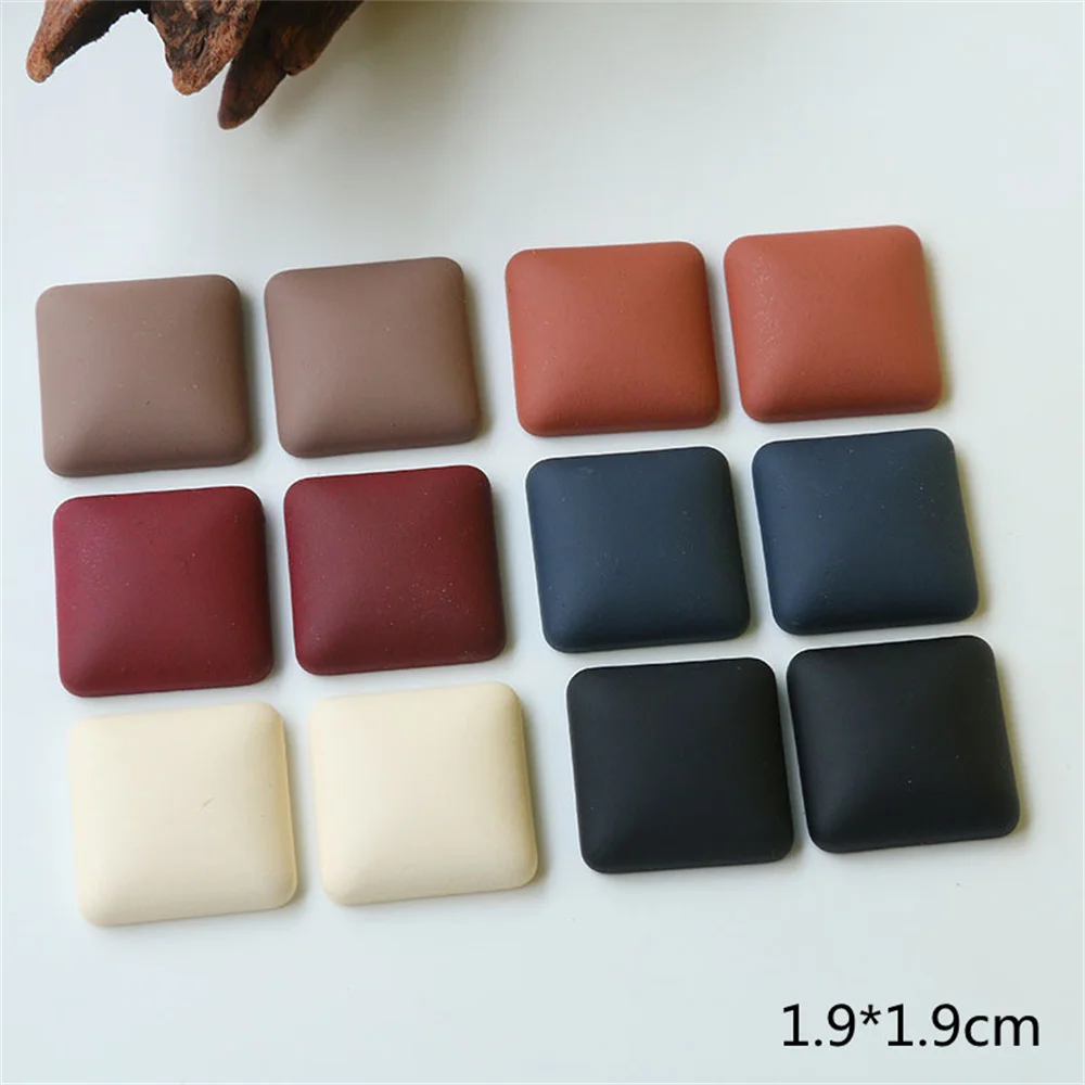 WFFNNKC 10PCS Geometric Round Square Heart Flat Back Resin Cabochon Patch Materials Woman Earrings Hairpin DIY Jewelry Accessory