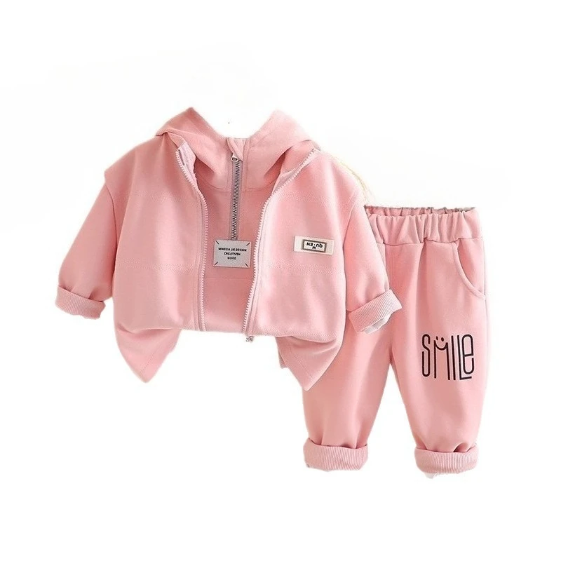 

New Spring Autumn Baby Girls Clothing Children Boys Vest Hoodies Pants 3Pcs/Sets Kids Clothes Infant Costume Toddler Tracksuits