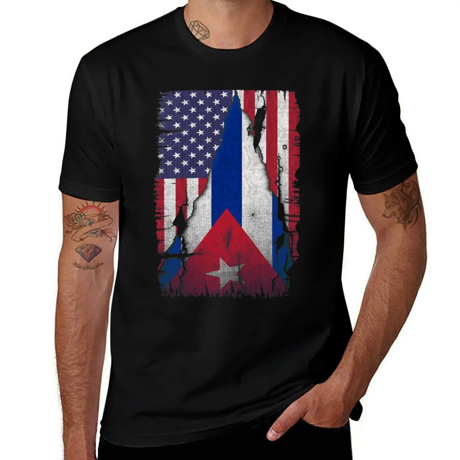 American Grown Cuban Roots Classic Cuba T-Shirt Soft Casual Short Sleeve Cotton Tee T-Shirt