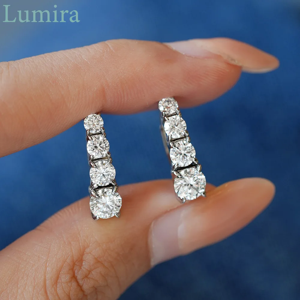

Lumia сверкающие женские модные серьги-гвоздики прямого кроя D-цвета с муассанитом, всего 2,2 карата, платина PT950, изящные ювелирные изделия, подарок