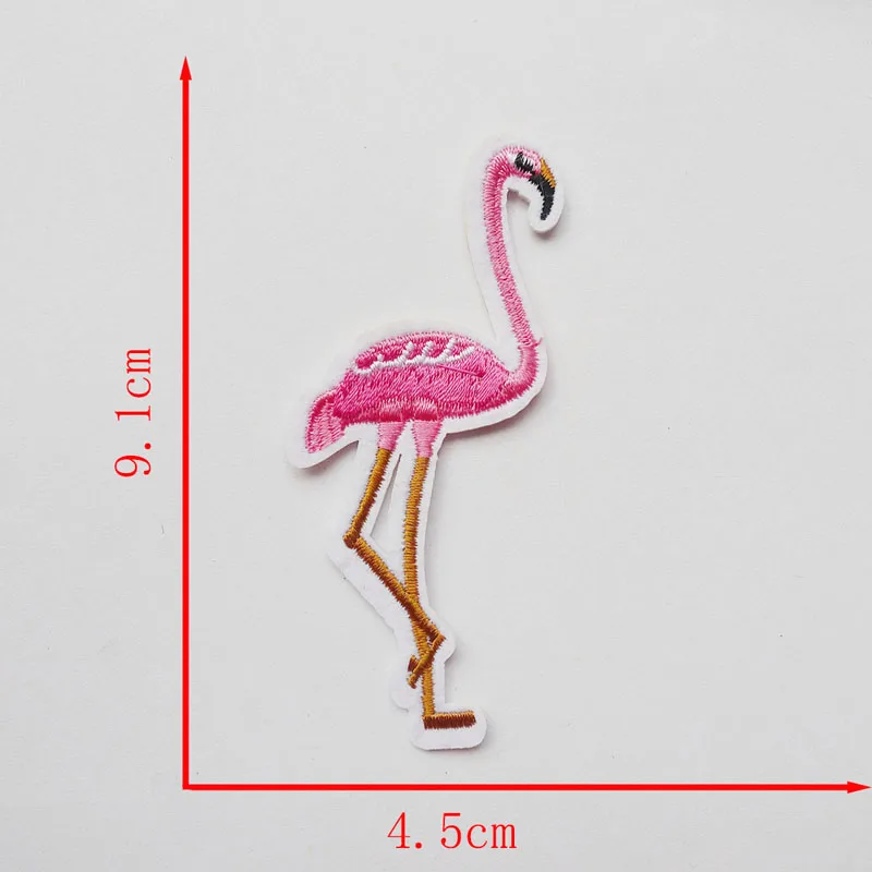 High Quality 10 Pcs Flamingo Embroidered Patches For Clothing Iron on Badge Sticker Stripes Applique